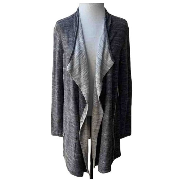 Eileen Fisher Cardigan Jacket Cascading Charcoal Organic Cotton Size L MSRP $ 24 - Picture 1 of 7